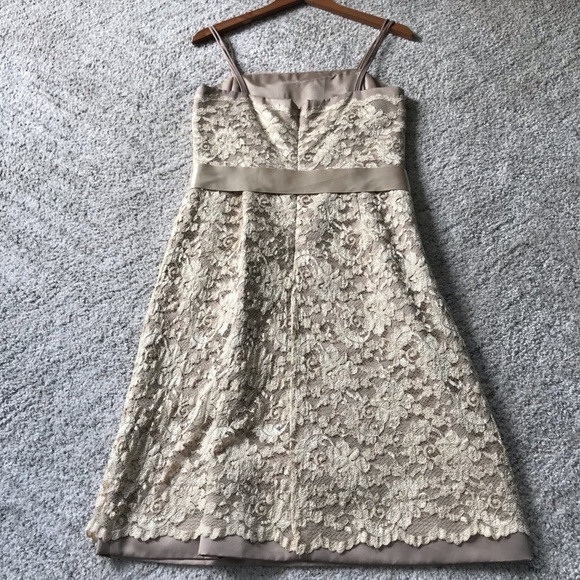 Talbot's Gold Lace Bow A-Line Knee Length Dress - Picture 7 of 9